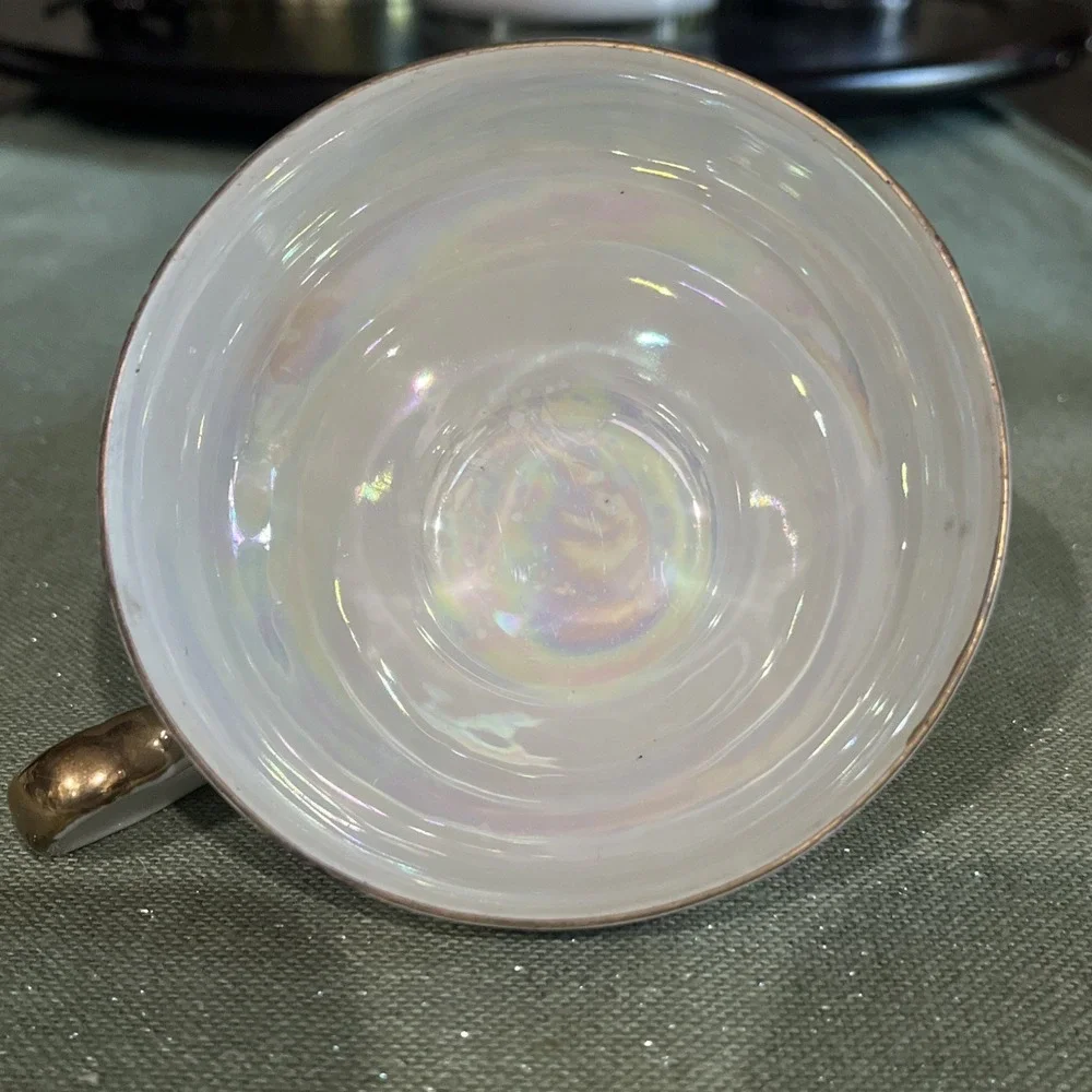 Victoria Ceramics Japan Porcelain Violets Gold Lusterware Teacup & Saucer Rare!